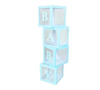 HUSHUI Decorazione Regalo con Scatola di Palloncini Trasparente da 4 Pezzi con Lettere per Proposta di Baby Shower - Montaggio Facile e Durevole (Blu)