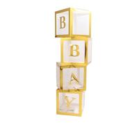 HUSHUI Decorazione Regalo con Scatola di Palloncini Trasparente da 4 Pezzi con Lettere per Proposta di Baby Shower - Montaggio Facile e Durevole (Oro)