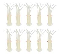 HUSHUI Esche da Pesca per Calamari 10 Esche Morbide Realistiche Durevoli per la Pesca Notturna in Silicone Morbido (7,5 cm)