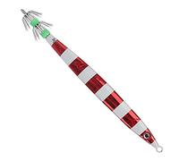HUSHUI Esche Luminose per la Pesca Notturna, Esca in Metallo Affilato con per Calamari a Doppia, 17,5 Cm, 134 G - Perfetto per Avventure in Acque Profonde (Rossa)