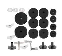 HUSHUI Feltro per Batteria, Kit Piatti da 23 Pezzi con Rondella di Dadi Ad Alette di Base, Accessori per Percussioni Antiscivolo per la Maggior Parte dei Kit di Batteria (Nera)