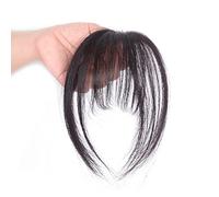 HUSHUI Fermaglio per Capelli Bangs Frangia di Veri Capelli Umani 3D Realistica per L'uso Quotidiano, Marrone Scuro, Lunghezza 9,1 Pollici