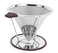 HUSHUI Filtro da caffè in Acciaio Inossidabile con Supporto Imbuto in Rete a Doppio Strato Durevole per L'erogazione Manuale di 1-6 Tazze