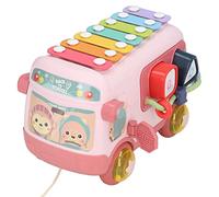 HUSHUI Giocattolo Musicale per Autobus per Bambini da 1 a 3 Anni Alfabeto Colorato Apprendimento Divertente Xilofono Multifunzionale 20,5x12x13 Cm (Rosso)