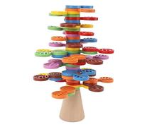 HUSHUI Giocattolo per Albero Impilabile per Bambini Gioco di Equilibrio in Legno Colorato per Gioco Creativo 1 X Base 56 X Rami di Albero