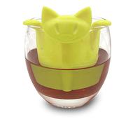 HUSHUI Infusore per tè in Plastica con Colino da tè a Forma di Gatto Carino per Uso Domestico e Ufficio, Atossico e Resistente Alla Temperatura, Verde o Rosso, 1 unità (Verde)