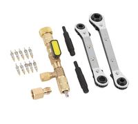 HUSHUI Kit di Strumenti per la Rimozione delle Valvole per Sistemi HVAC con 2 Chiavi a Cricchetto, 10 Nuclei e 2 Adattatori per Aste