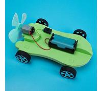 HUSHUI Kit Modello di Auto a Energia Eolica Fai-da-te Giocattolo Educativo per Bambini Assemblaggio Fatto a Mano Mestiere Sicuro Durevole ABS 16,5 * 9 Cm