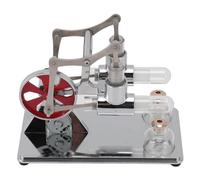 HUSHUI Kit Modello Motore Stirling Motore Interamente in Metallo Realizzato Meticolosamente per Esperimenti di Fisica Scientifica, Adatto a Scopi Didattici 195x105x135 Mm (Argento)