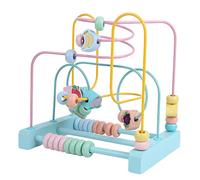 HUSHUI Labirinto Cerchi Intorno Perline Giocattolo Educativo per L'apprendimento Precoce per Bambini Dai 3 Anni in su Puzzle Interattivo in Legno 22,5 X 15 X 22 Cm (Confezionamento di perline a tre