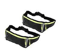 HUSHUI Marsupio impermeabile ultra sottile, marsupio regolabile per corsa, escursionismo, viaggi, sport all'aria aperta, tessuto non tessuto, 2 pezzi, Nero , Classico