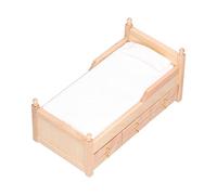 HUSHUI Mini Letto per Casa delle Bambole 1:12 con Materasso Elegante e Cuscino per la Decorazione della Casa delle Bambole per Bambini - Mobili in Miniatura Burlywood