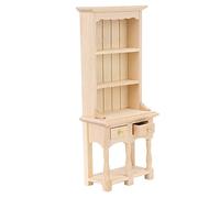 HUSHUI Mini Mobili per Casa delle Bambole Libreria in Legno a 3 Strati con Cassetti per la Decorazione dello Studio della Casa delle Bambole in Scala 1:12 (Pianura)