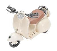 HUSHUI Mini Scooter per Bambole Elettriche con Musica e Luci, Ornamenti per Il Desktop Giocattolo di Veicoli per Bambole Rotanti (Beige)