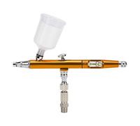 HUSHUI Mini Set di Pistola per Aerografo per Pittura da 0,3 Mm con Regolazione Esterna per Progetti di Spruzzo Fai-da-te Come Torte e Magliette (Oro)