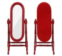 HUSHUI Mini Specchio per Casa delle Bambole 1:12, Squisito Accessorio per Specchio da Toilette, Ideale per L'arredamento del Soggiorno o della Camera da Letto, Realizzato in Betulla Marrone, 1 unità