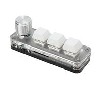 HUSHUI Mini Tastiera Meccanica a 3 Tasti, Tastiera di Scelta Rapida Programmabile con Illuminazione RGB con Manopola di Regolazione, per Giochi Ufficio, Musica, Controllo Industriale