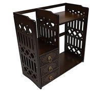 HUSHUI Organizzatore da Scaffale per Scrivania in bambù Elegante Scaffale con 3 Cassetti per Dormitorio di Casa e Ufficio 50x50x24 Cm