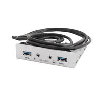 HUSHUI Pannello Frontale a Trazione Floppy USB 3.0 Hub del Pannello Frontale da 3,5 Pollici da 19 Pollici a un Pannello di Interfaccia Audio USB3.0 HD per Custodie per Computer (Silver White)