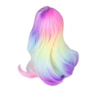 HUSHUI Parrucca per Bambola con Giunto Sferico Colore Sfumato Morbida Ed Elastica Alta Simulazione per Bambole da 21-24 Cm, Fibra Ad Alta Temperatura, 1 Pezzo (Colore arcobaleno)
