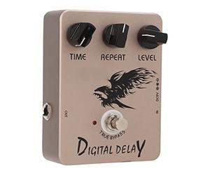 HUSHUI Pedale Effetto Delay Digitale per Chitarra Elettrica con True Bypass e Tempo di Ritardo Regolabile da 25 Ms a 600 Ms, Finitura in Metallo Resistente, Ideale per le Esibizioni