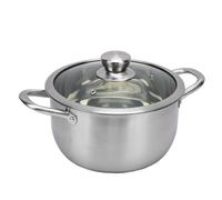 HUSHUI Pentola, Base a Tre Strati in Acciaio Inossidabile 304 con Coperchio Trasparente e Doppio Manico, per Fornello a Gas a Induzione Piano Cottura Zuppa Pasta Stufato