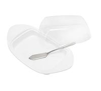 HUSHUI Piatto per Burro a Forma di Barca con Coperchio, Elegante Contenitore per Burro per e Sala da Pranzo, PP per Uso Alimentare con Coltello in Acciaio Inossidabile, 1 unità (Scatola per