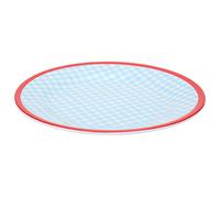 HUSHUI Piatto Piano da 22 Cm di Forma Rotonda, Stoviglie Eleganti per la di Casa e il Ristorante, Formato A5, in Resina, Punto Azzurro (plaid azzurro)