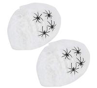HUSHUI Ragnatele Super Elasticizzate Decorazioni di Halloween per Feste in Interni Ed Esterni 2 Sacchetti da 60 G Ragnatele Bianche con 8 Ragni