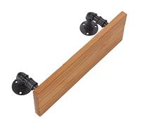 HUSHUI Scaffale a Parete Durevole, Scaffale di Libri retrò in Legno Massiccio e Tubi in Battuto su Ripiani Galleggianti, Decorazione Vintage per Barre di Casa (Monostrato)
