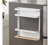 HUSHUI Scaffale per Frigorifero con Magnete, Scaffale Pieghevole e Resistente per Un'organizzazione Ordinata in, Bagno e Balcone, Finitura con Verniciatura a Forno di Alta qualità, 1 unità (Bianca)