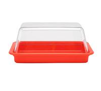 HUSHUI Scatola Porta Burro con Coperchio Trasparente e Design Raffinato per e Sala da Pranzo, 7,1x4,5x3,1 Pollici, Include Coltello da Burro (rosso quadrato)