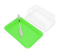 HUSHUI Scatola Porta Burro con Coperchio Trasparente e Design Raffinato per e Sala da Pranzo, 7,1x4,5x3,1 Pollici, Include Coltello da Burro (verde quadrato)