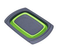 HUSHUI Scolapasta Pieghevole Verde per Lavare Efficacemente la Frutta e Scolare le Verdure Nelle Cucine Piccole, Design Leggero in Silicone, 1 unità