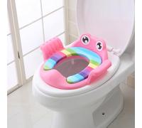 HUSHUI Sedile WC per Bambini con Design Carino e Braccioli per Bambini Che Usano il Vasino, Cuscino in Plastica con Schienale Alto Antispruzzo, Ideale per Ragazzi e Ragazze, 1 unità (Rosa)