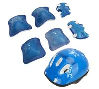 HUSHUI Set Casco da Bici per Bambini Equipaggiamento Protettivo Regolabile Comodi Cuscinetti di Sicurezza per Ciclismo Età da 5 a 14 Anni Plastica Resistente (Blu)