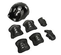 HUSHUI Set Casco da Bici per Bambini Equipaggiamento Protettivo Regolabile Comodi Cuscinetti di Sicurezza per Ciclismo Età da 5 a 14 Anni Plastica Resistente (Nera)