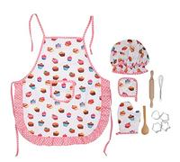 HUSHUI Set da Cucina per Bambini, con Grembiule, Cappello da Cuoco e Utensili per il Divertimento Educativo in Cucina, 11 Pezzi (Set di grembiuli per torta da 11 pezzi)