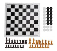 HUSHUI Set da Dama Internazionale di Scacchi 2 in 1, Gioco da Viaggio Portatile in Plastica per Divertimento in Famiglia, Dimensioni Leggere 25x25 Cm, Include 56 Pezzi