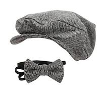 HUSHUI Set di Accessori Fotografici per Berretto Piatto per Neonati Accessori Eleganti per Papillon per Fotografia di Neonati Materiale Misto Cotone 0-1 Mese (#4)