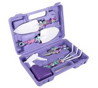 HUSHUI Set di Attrezzi da Giardino da 5 Pezzi con Strumenti Durevoli per il Giardinaggio e la Cura del Prato, Ideali per i Giardinieri domestici. Custodia da Trasporto Viola