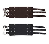 HUSHUI Set di Braccialetti Larghi in Pelle Cinturini da Polso Punk retrò Regolabili Alla Moda per L'uso Quotidiano Marrone 2 Pezzi