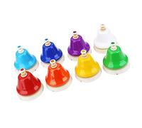 HUSHUI Set di Campanelli a Mano a 8 Note Strumento Musicale Colorato per L'apprendimento in ei Bambini - Metallo e Plastica 8 Pezzi