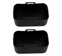 HUSHUI Set di Cestelli e Tappetini in Silicone per Friggitrice, Accessori Antiaderenti Riutilizzabili per DZ201 Foodi 8QT in Silicone, 2 Pezzi (Nera)