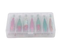 HUSHUI Set di Esche Luminose per Calamari da 14 Pezzi con Scatola di Immagazzinaggio, Esche da Pesca a Forma di Gamberetti Artificiali di Alta qualità per Pescatori, Dimensioni 8 Cm