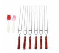 HUSHUI Set di Forchette per Barbecue in Acciaio Inossidabile da 6 Pezzi con 2 Spazzole in Silicone per Grigliate All'aperto e Uso in