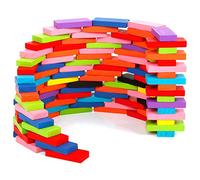HUSHUI Set di Giocattoli Domino in Legno da 120 Pezzi per L'apprendimento Precoce e lo Sviluppo della creatività per Bambini Dai 3 Anni in su (120 fette di domino)