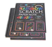 HUSHUI Set di Note di Carta da Grattare Multicolore da 3 Pezzi, Vivaci Materiali Artistici Arcobaleno per Bambini, Esercizi di Disegno e creatività, Dimensioni 26 X 19 Cm