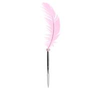 HUSHUI Set di Penne a Sfera con Piume Vintage da 5 Pezzi, Set Unico di Penne D'oca per Decorazioni per la Casa e Matrimoni in Acciaio Inossidabile (Rosa)