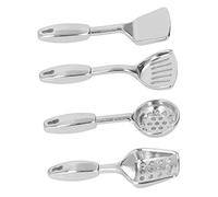 HUSHUI Set di Pentole in Miniatura Utensili da Cucina in Scala 1:12 in Metallo Resistente per la Decorazione della Casa delle Bambole 4 Pezzi